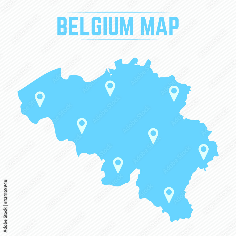 Belgium Simple Map With Map Icons