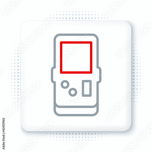 Line Portable tetris electronic game icon isolated on white background. Vintage style pocket brick game. Interactive playing device. Colorful outline concept. Vector