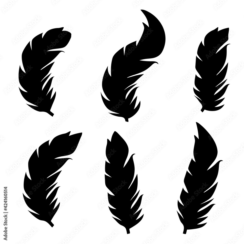 illustration of an old feather. Feather feather silhouette. Retro image of letter with feather icon. illustration of an old feather. Feather feather silhouette. Retro image of letter with feather icon.