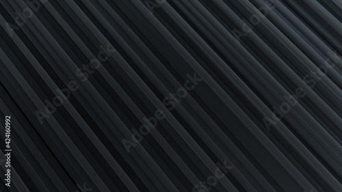 Abstract silk black background from lines of different heights. 3d render
