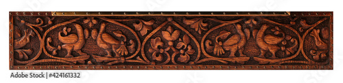 Wallpaper Mural background: woodcarving fragment of a wooden homemade casket closeup. High quality photo Torontodigital.ca