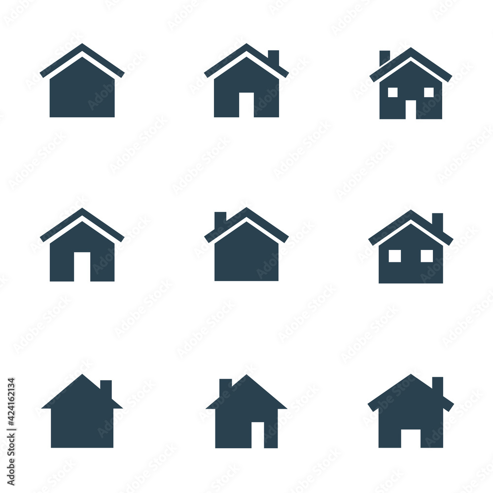 houses icons set, real estate signs, home page