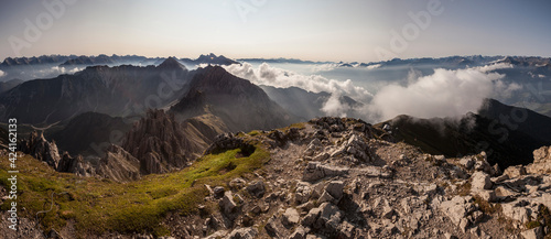 Panorama view Erlspitze mountain and Freiungen in Tyrol, Austria