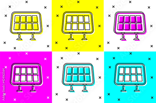 Set Solar energy panel icon isolated on color background. Vector