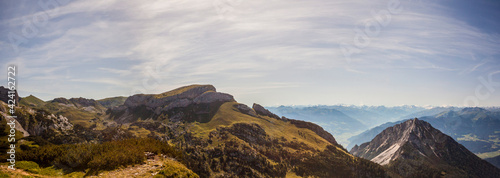 Panorama view from Gschollkopf mountain in Tyrol, Austria photo