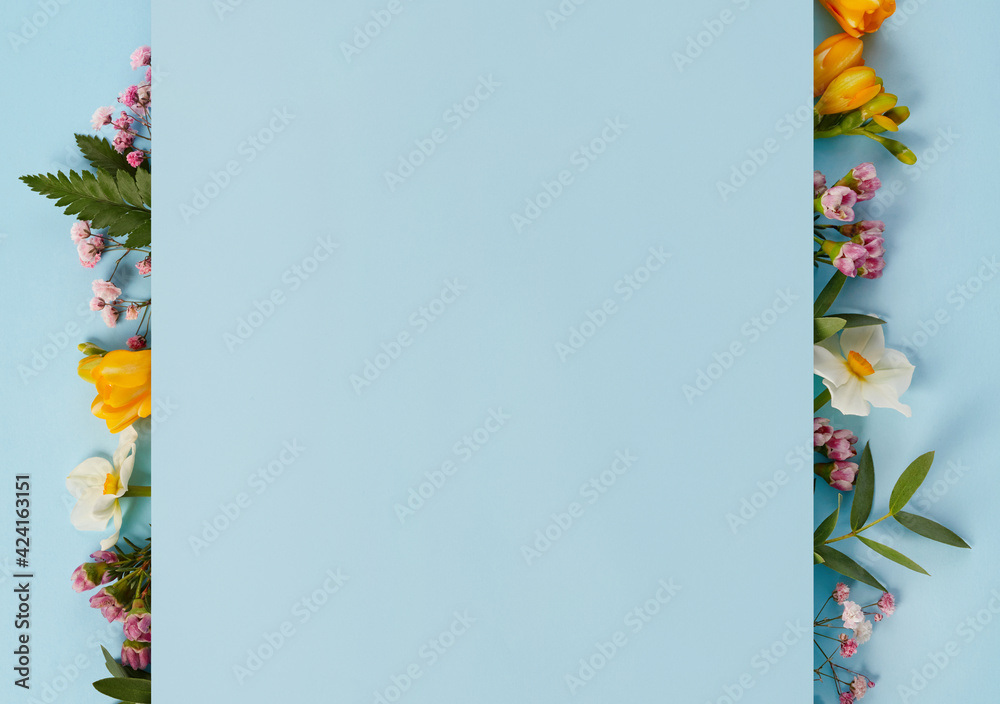 Obraz premium Spring flowers edge composition