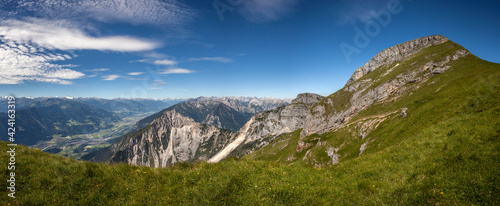 Panorama view Vorderes Sonnwendjoch mountain in Tyrol, Austria photo