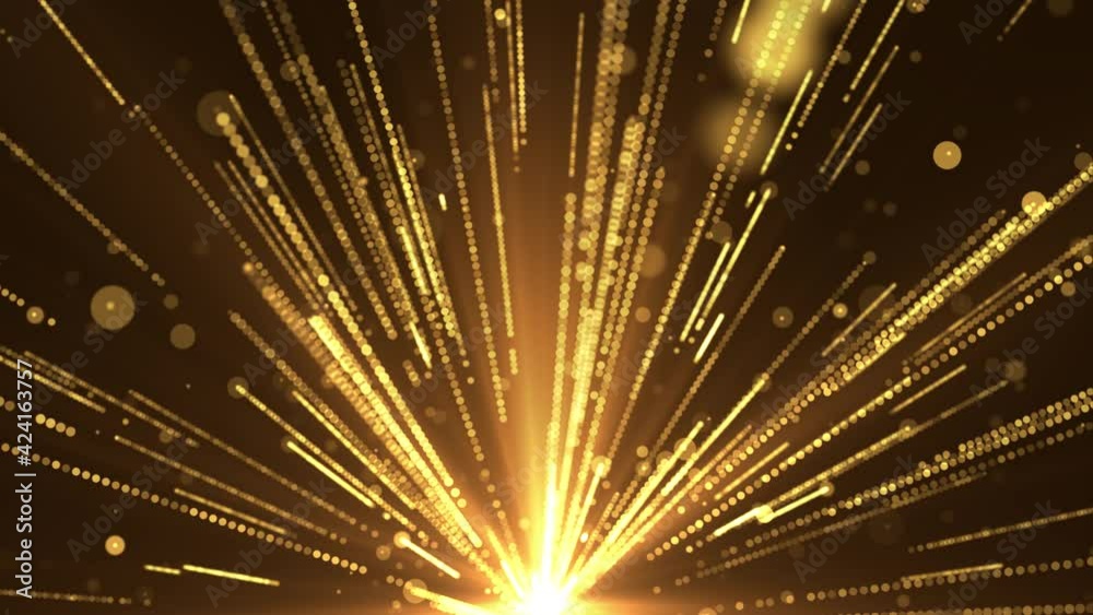 Abstract Creative Golden rays striped pattern Loop shiny texture particles falling down. Awards Stage background. Winner screen Party celebration. event, concert, festival Animation Backdrops.