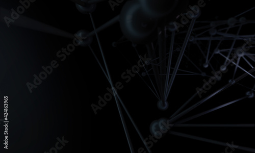 Molecule dark background with in space. Modern design. Dark matter. 3d render