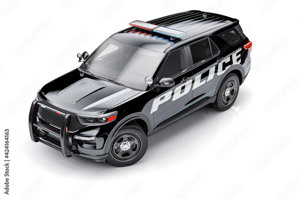 3d SUV police car on white background Stock Illustration | Adobe Stock