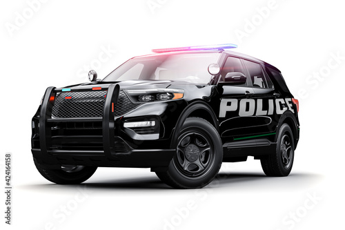 3d SUV police car on white background