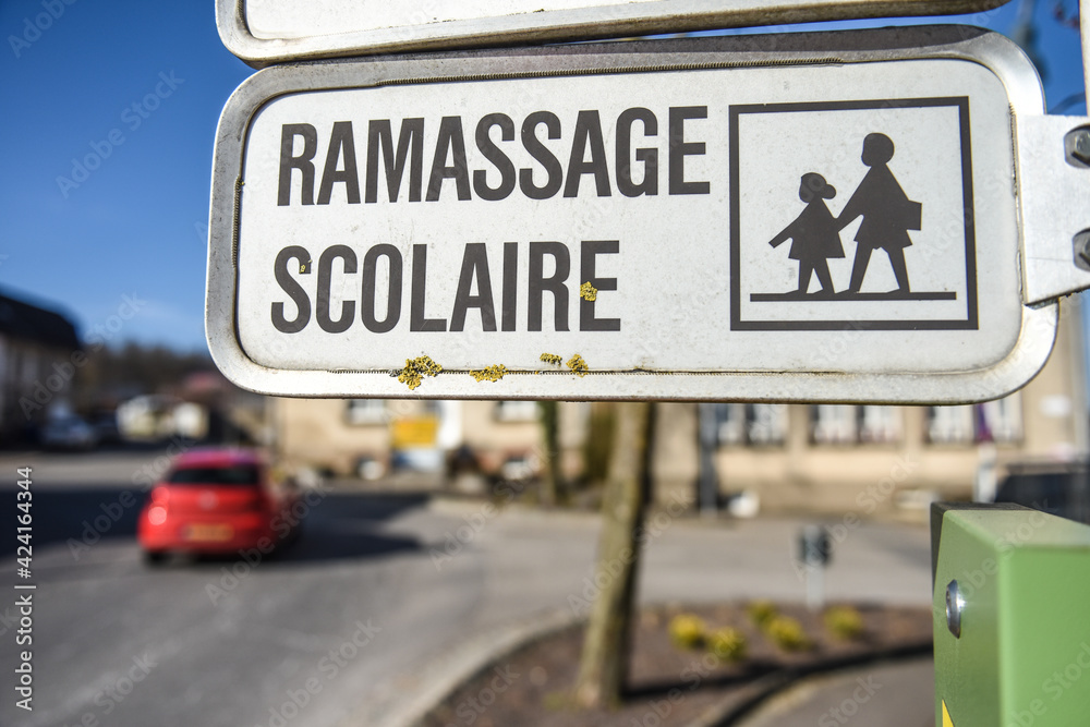 signalisation, panneau, ecole, ramassage, scolaire, education, transport, route