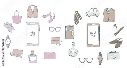 Men's and Woman's lifestyle online shopping set