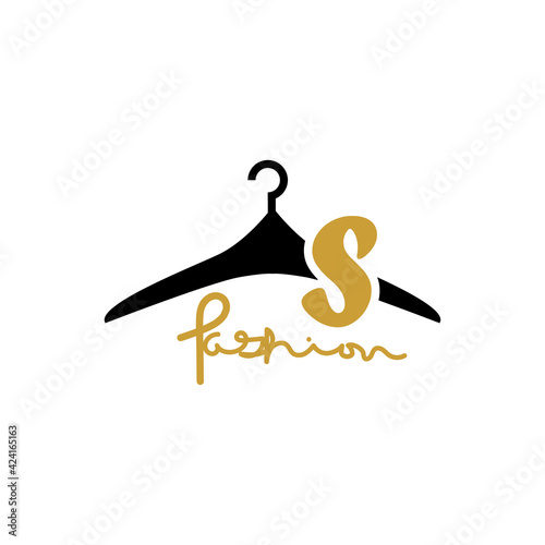 illustration of minimalist botique logo design . the elegant silhouette hanger icon