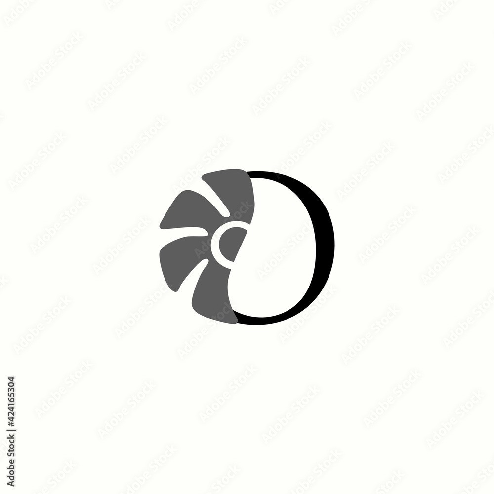 logo letter o with icon fan, vector design logo letter o with icon fan, vector design