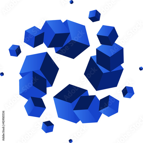 Logo or icon abstract for blockchain industry, 3d vector illustration