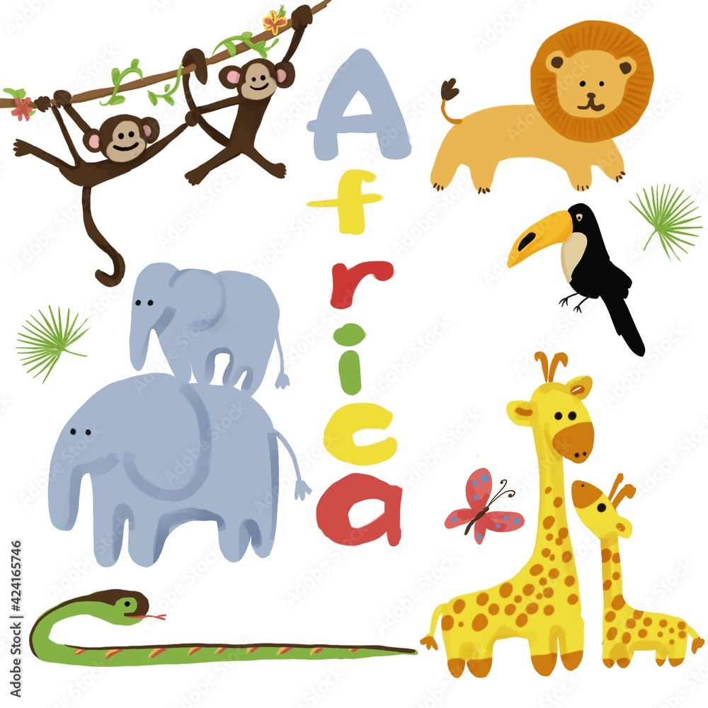 Naklejka premium animals africa child set