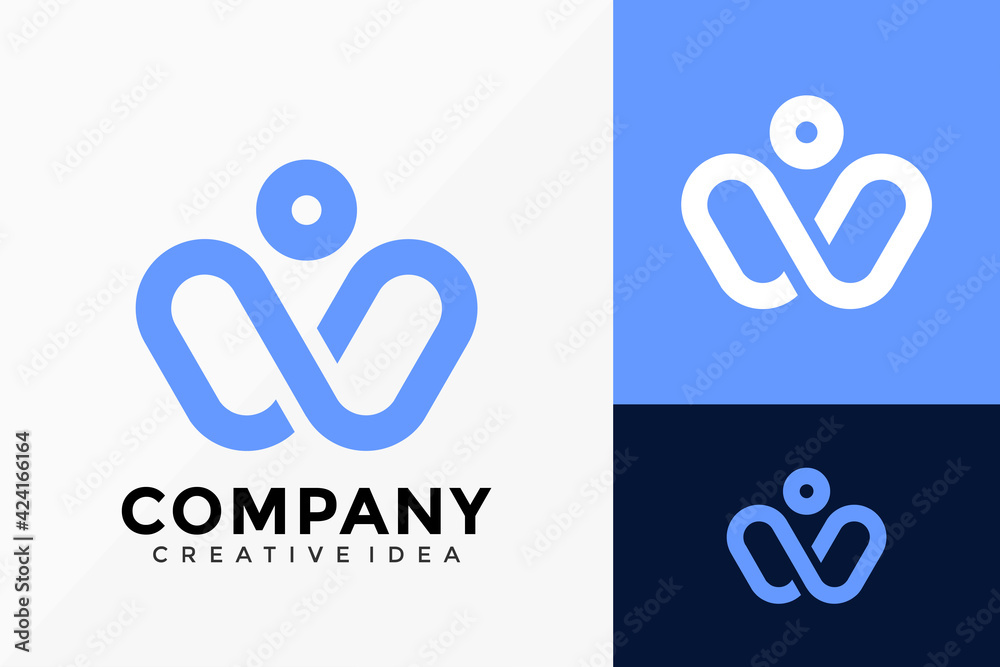 W Letter Human People Business Logo Vector Design. Abstract emblem ...