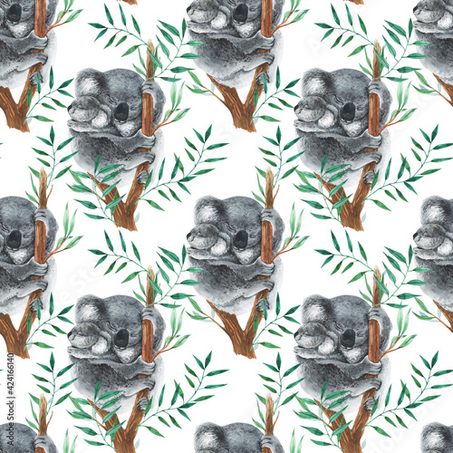 Photography Wild watercolor hand painting pattern with animals