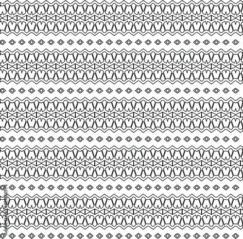 Geometric vector pattern with triangular elements. Seamless abstract ornament for wallpapers and backgrounds. Black and white colors.
