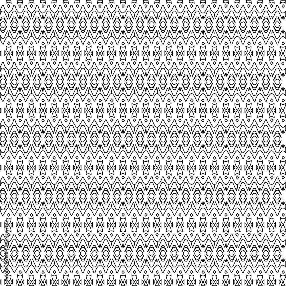 Geometric vector pattern with triangular elements. Seamless abstract ornament for wallpapers and backgrounds. Black and white colors.
Geometric vector pattern with triangular elements. Seamless abstract ornament for wallpapers and backgrounds. Black and white colors.