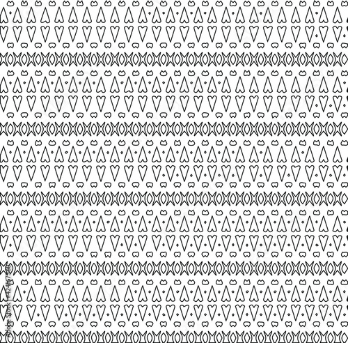 Geometric vector pattern with triangular elements. Seamless abstract ornament for wallpapers and backgrounds. Black and white colors.
