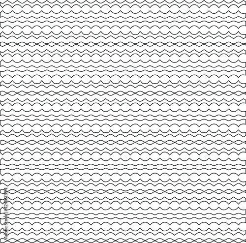 Geometric vector pattern with triangular elements. Seamless abstract ornament for wallpapers and backgrounds. Black and white colors.
