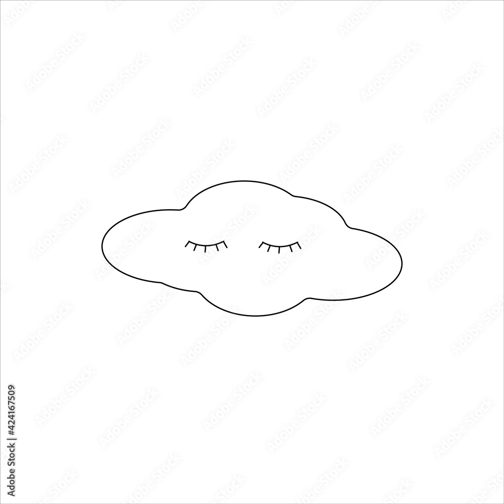closed eyes cloud icon black and white