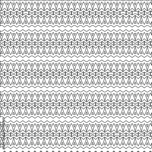 Geometric vector pattern with triangular elements. Seamless abstract ornament for wallpapers and backgrounds. Black and white colors.
