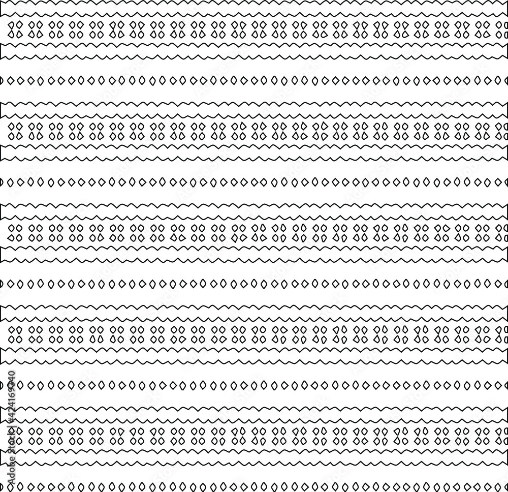Geometric vector pattern with triangular elements. Seamless abstract ornament for wallpapers and backgrounds. Black and white colors.
Geometric vector pattern with triangular elements. Seamless abstract ornament for wallpapers and backgrounds. Black and white colors.