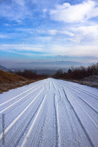 winter road in the snow