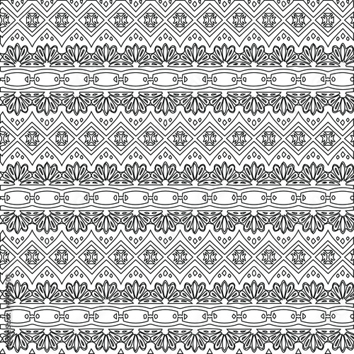Geometric vector pattern with triangular elements. Seamless abstract ornament for wallpapers and backgrounds. Black and white colors.
