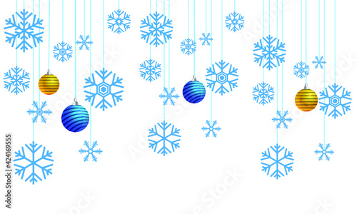 Set of Hanging Snowflakes Background