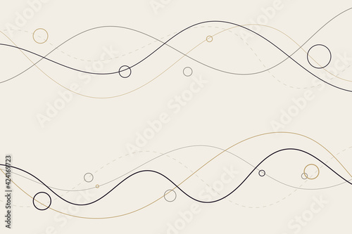 Modern background composition of amorphous forms and lines abstract style. Illustrations are full of simple forms. Geometric shapes as circles, waves form vector graphics for design projects. 