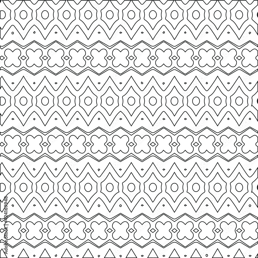 Geometric vector pattern with triangular elements. Seamless abstract ornament for wallpapers and backgrounds. Black and white colors.
