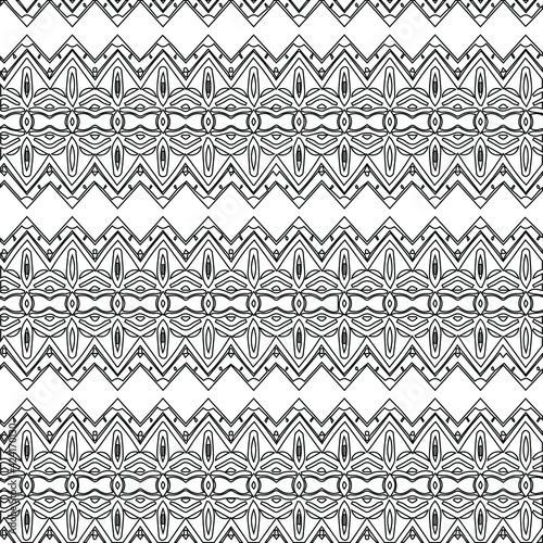Geometric vector pattern with triangular elements. Seamless abstract ornament for wallpapers and backgrounds. Black and white colors.
