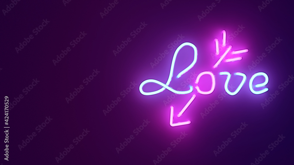 The word Love is written in realistic neon. Neon background with place for text. 3d render
The word Love is written in realistic neon. Neon background with place for text. 3d render