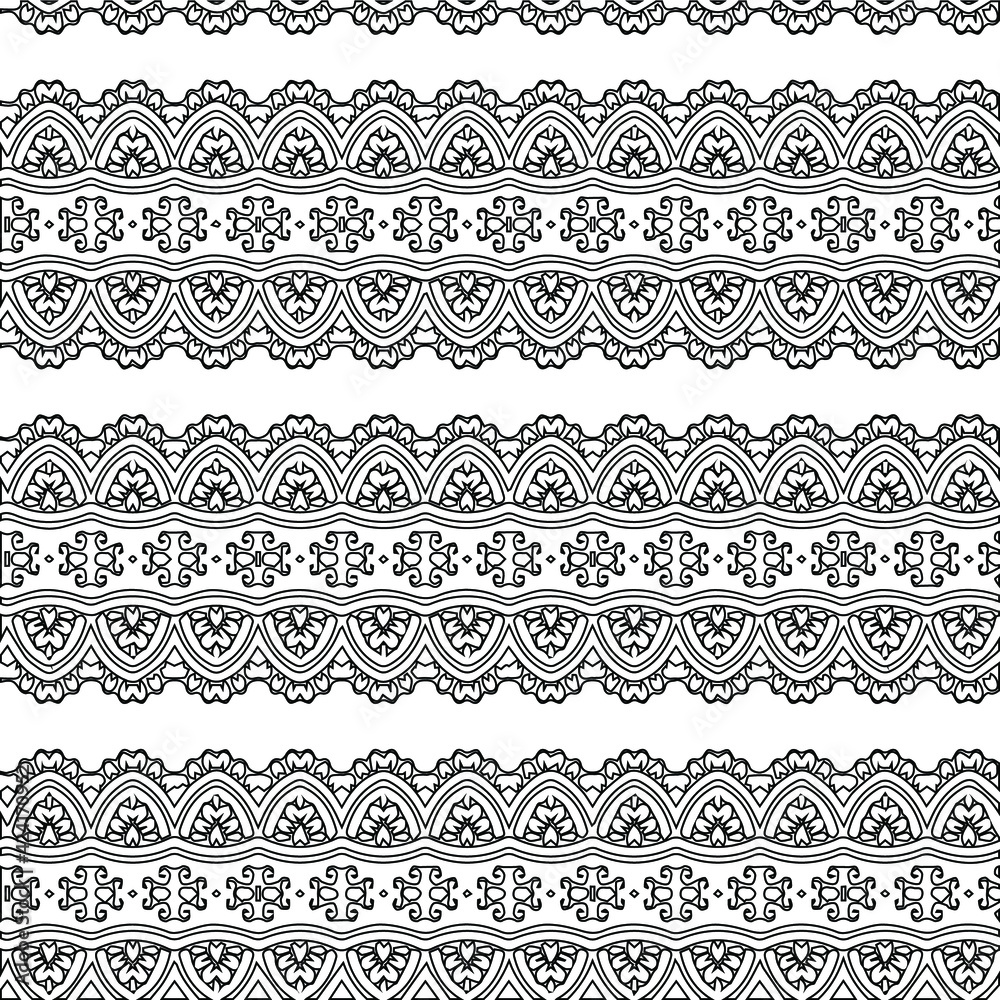 Geometric vector pattern with triangular elements. Seamless abstract ornament for wallpapers and backgrounds. Black and white colors.
Geometric vector pattern with triangular elements. Seamless abstract ornament for wallpapers and backgrounds. Black and white colors.