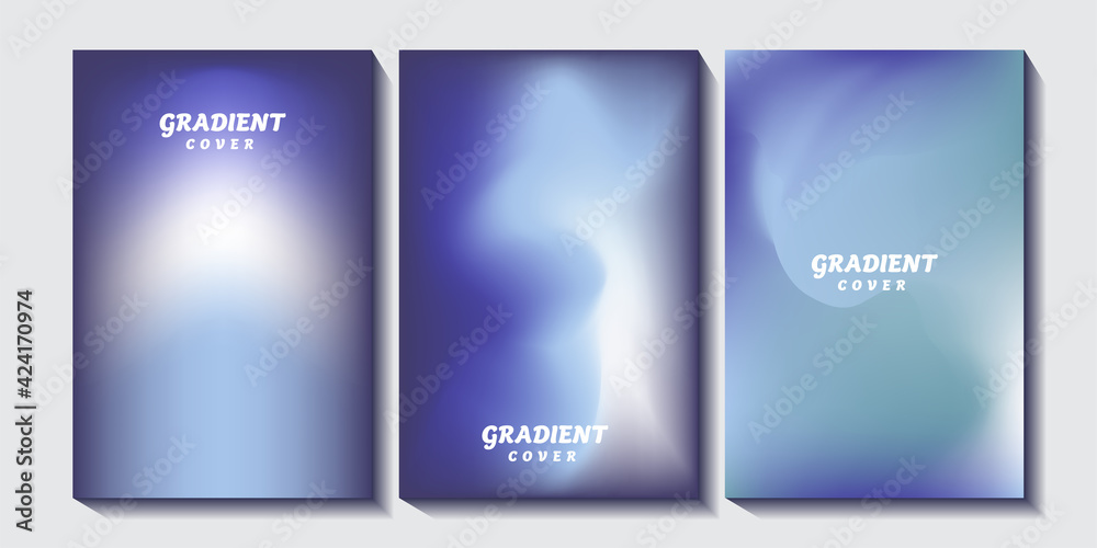 set of Creative concept vector multicolored blurred background. Gradient background with color transitions. Smooth and blurry colorful gradient mesh background. for landing page, book illustration