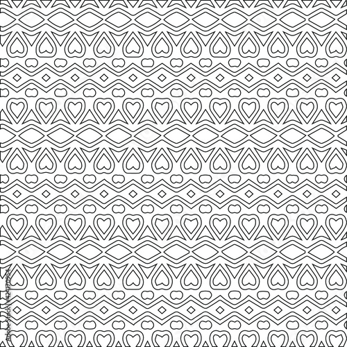 Geometric vector pattern with triangular elements. Seamless abstract ornament for wallpapers and backgrounds. Black and white colors.
