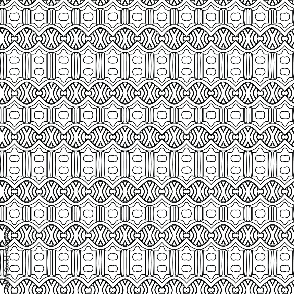 Geometric vector pattern with triangular elements. Seamless abstract ornament for wallpapers and backgrounds. Black and white colors.
