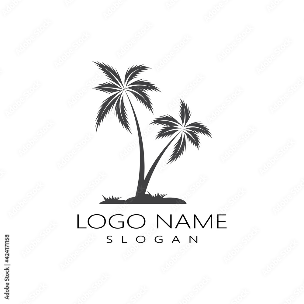 Fototapeta premium Palm tree summer logo template vector illustration