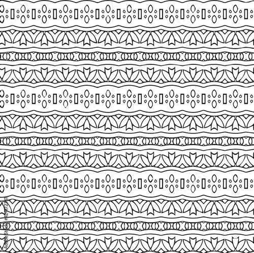 Geometric vector pattern with triangular elements. Seamless abstract ornament for wallpapers and backgrounds. Black and white colors.
