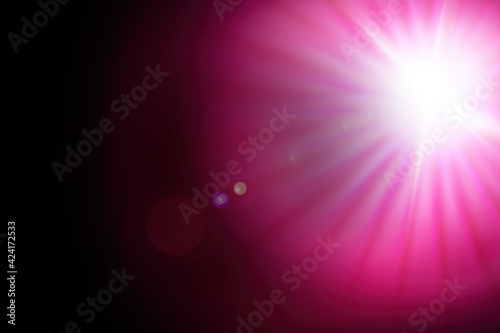 Abstract lens flare, lighting effect elements, solar energy, sun light on black background