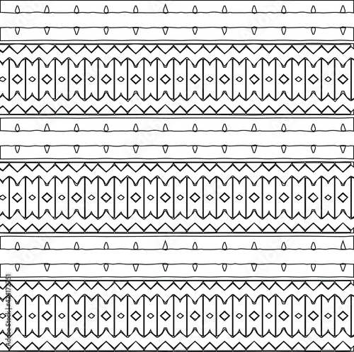 Geometric vector pattern with triangular elements. Seamless abstract ornament for wallpapers and backgrounds. Black and white colors.
