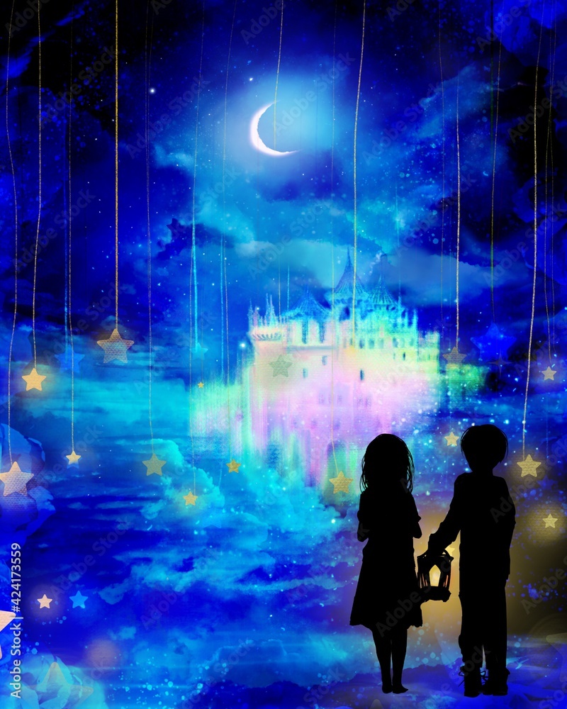 An abandoned young brother lost in a mysterious forest, and a beautiful old castle An abandoned young brother lost in a mysterious forest, and a beautiful old castle