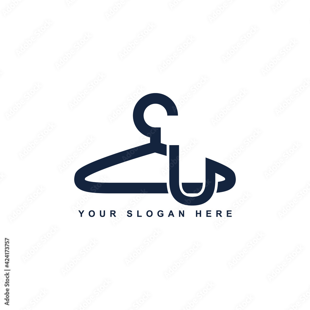 illustration of minimalist botique logo design . the elegant hanger silhouette icon illustration of minimalist botique logo design . the elegant hanger silhouette icon