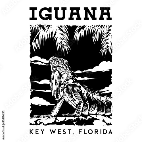 Iguana vector illustration, perfect for Reptile Shop logo and Tshirt design