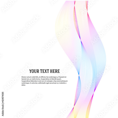 Design elements. Wave of many lines. Abstract vertical wavy stripes on white background isolated. Creative line art. Vector illustration EPS 10. Colourful waves with lines created using Blend Tool