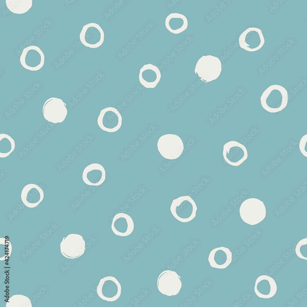 Polka dot seamless vector pattern. Trendy color pattern for wallpaper, textile and prints. Contemporary abstract vector illustration. Modern vector backdrop with ink circles in grunge style